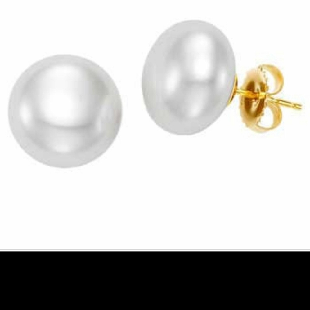 Costco fresh water pearl earrings stud 14k gold